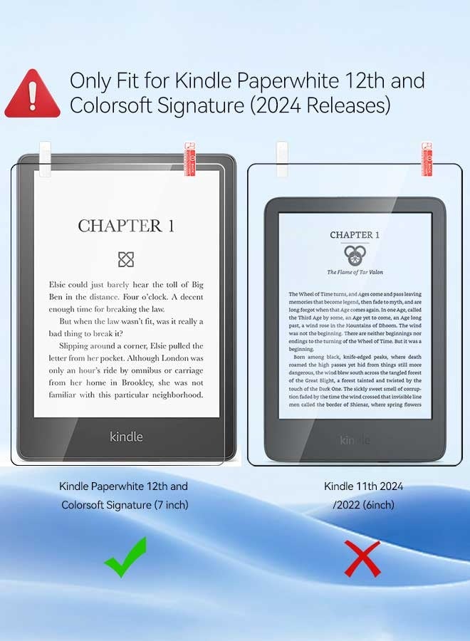 Tersely [2 Pack] Screen Protector for 7" All-New Kindle Paperwhite 12th 2024 or Kindle Colorsoft 2025 1st Signature Edition, Premium PET Protective Film Full-Coverage - Image 4